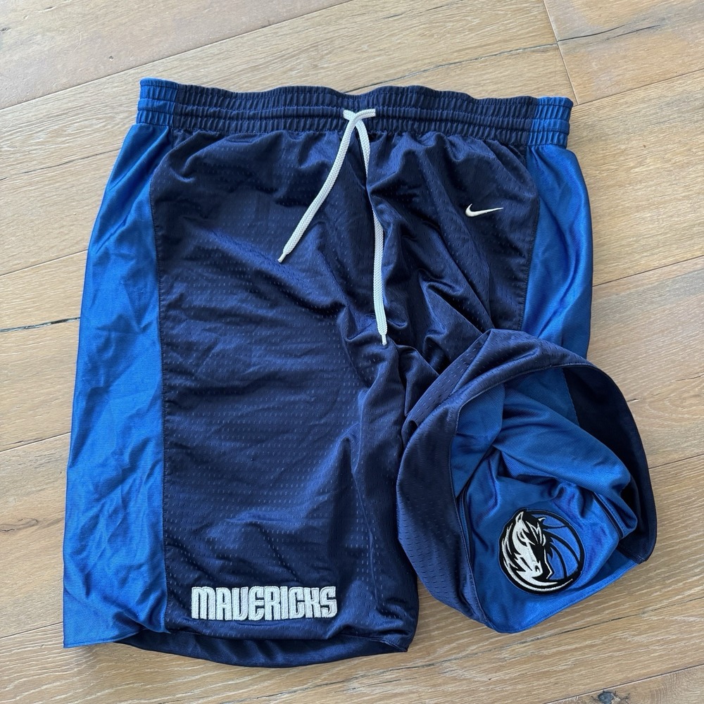 Vintage Nike Team Dallas Mavericks Reversible Shorts Shiny Blue Mesh Sz XL‎ Rare